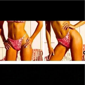 Pretty Little Thing pink squiggle bikini top sz 2